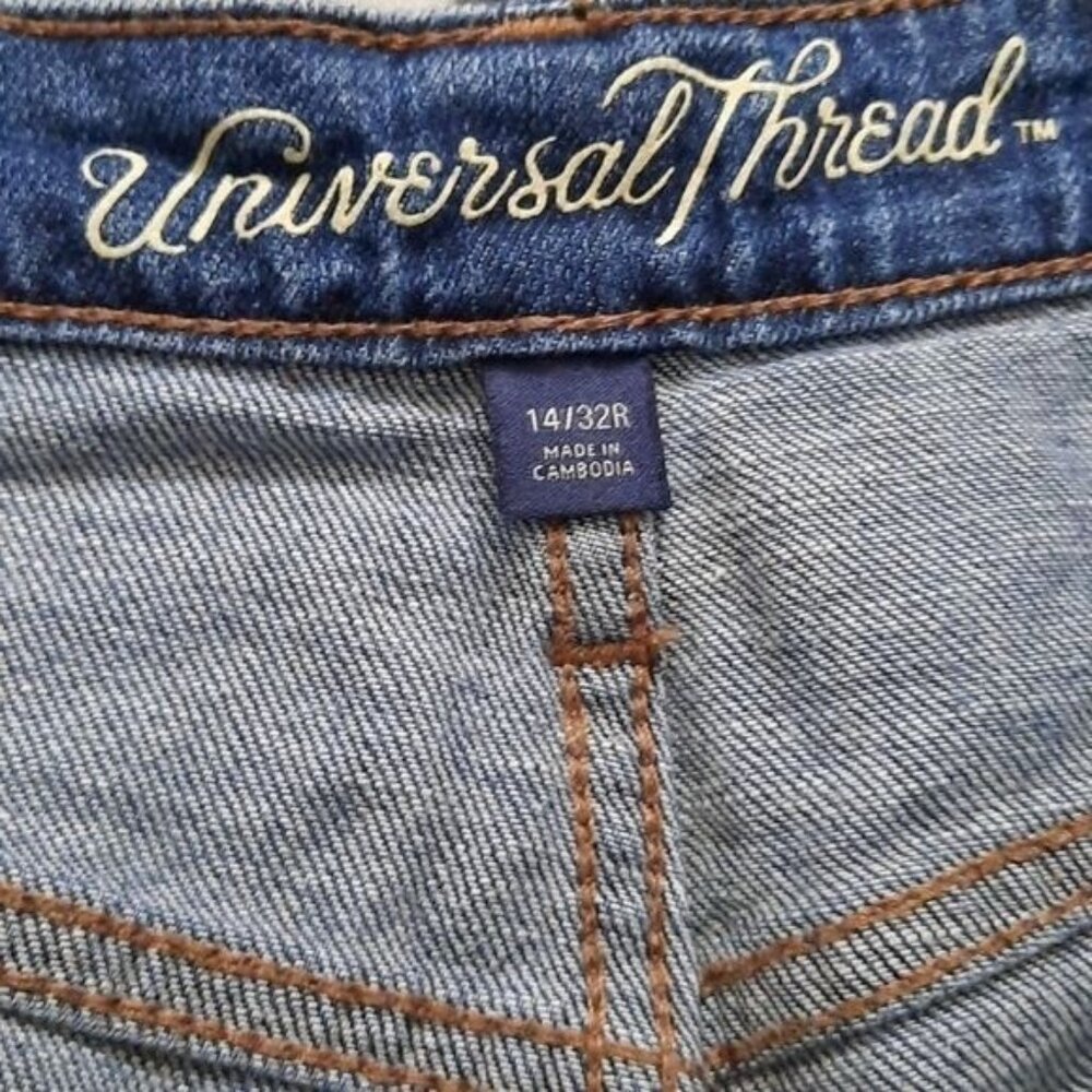 Universal Thread Button Fly High Rise Shortie Jean Shorts Size 14/32R - Picture 3 of 5